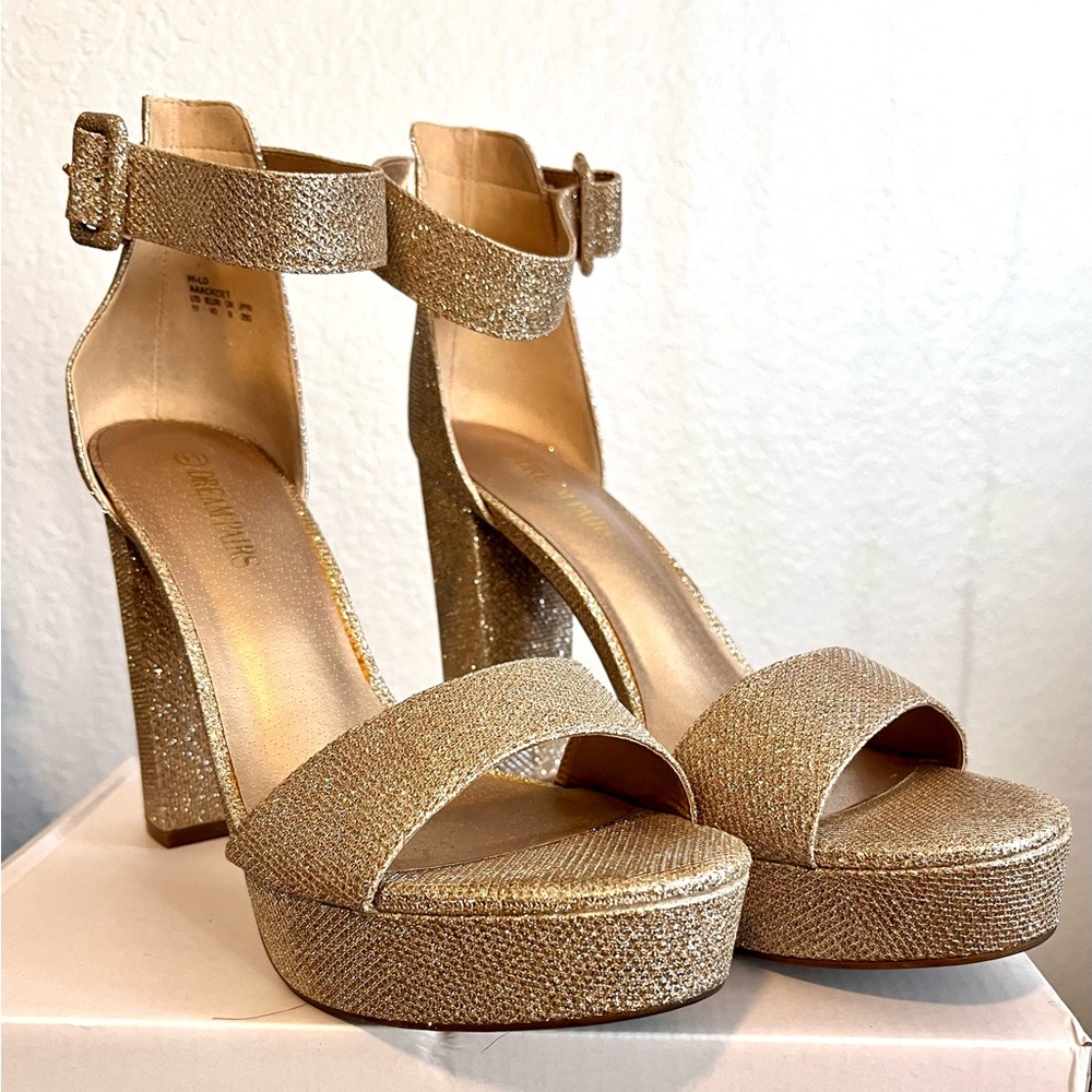 Golden Glitter Platform Heels (size 11)